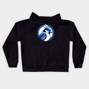 a blue jay bird in a circular shape Kids Hoodie